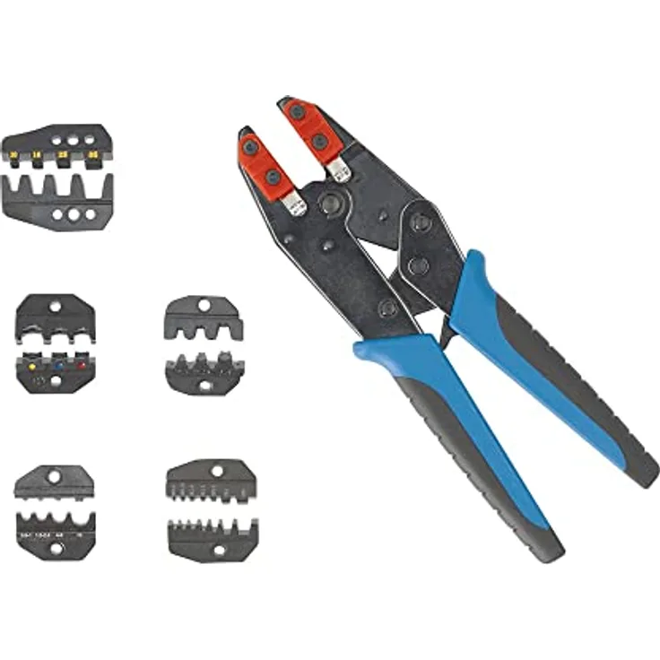 IRIMO Werkzeugset mit 5 austauschbaren Klemmen – Crimpzange für Drahtgrößen von 0,5 mm² bis 35 mm², inkl. robuster Kofferbox