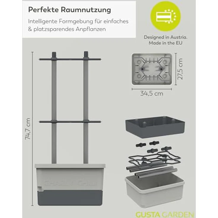 Gusta Garden Pflanzkübel CHARLY CHILI, mit automatischem Bewässerungssystem und stabiler Rankhilfe, Dunkelgrün – Bild 6