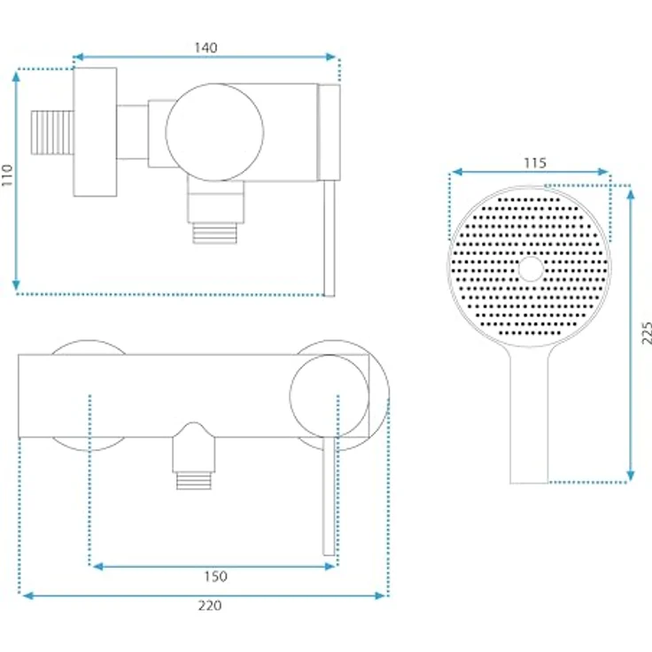 Rea Duscharmatur JS-701304BG, Messing in gebürstetem Gold, kratz- und korrosionsbeständig, 14x22x11 cm – Bild 5