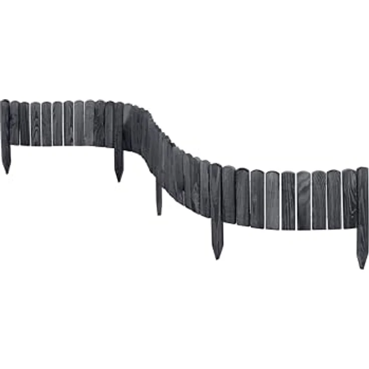 Garronda Beeteinfassung Holz Rollzaun Gartenzaun imprägniert Flexibler Rollborder Rasenkante Palisade Umzäunung für Garten Länge: 200 cm GD-0046 (Graphite, Höhe: 10 cm) – Bild 4