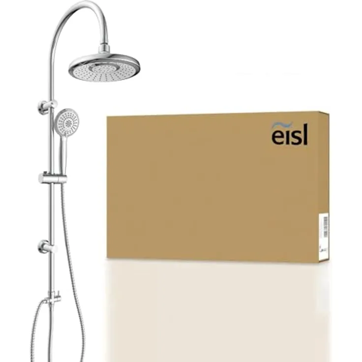 EISL Duschset SOMMERREGEN, Duschgarnitur mit Regendusche (Ø 220 mm) und Handbrause 3 Strahlarten, ideal zum Nachrüsten - Regendusche Set mit komplettem Montageset Chrom DX1005CS-A