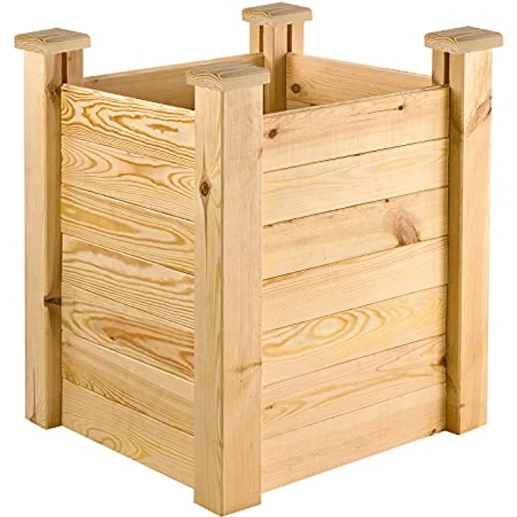 Dema Holz Hochbeet Pflanzbeet Blumenbeet Pflanzenbeet Gartenbeet Kiefer Antonie 63x63x77 cm – Bild 1