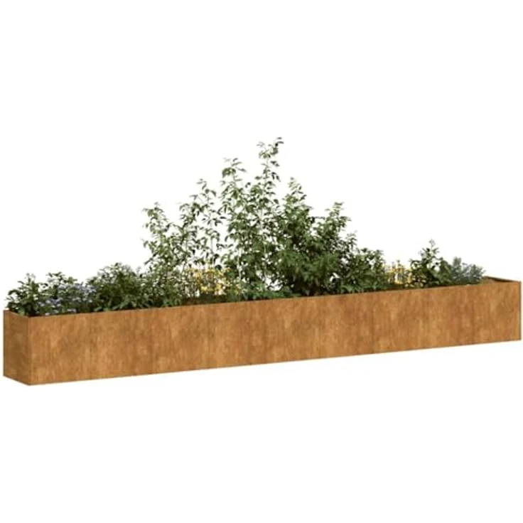 vidaXL Pflanzkübel Rostig 360x40x40 cm Wetterfester Stahl, Großes Hochbeet mit Korrosionsschutz, Garten-Pflanzgefäß, Braun – Bild 2