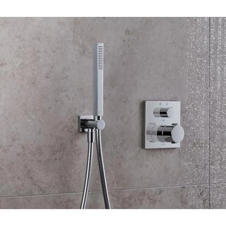 Duravit Universal Wandanschlussbogen, Schlauchanschluss mit Brausehalterung und eckiger Wandabdeckung, Chrom – Bild 5