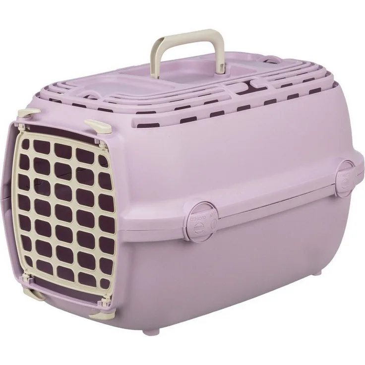 TRIXIE Transportbox Relax 1, Hunde-Transportbox in rosa mit Tragegriff und Drehverschluss, tierärztlich entwickelt