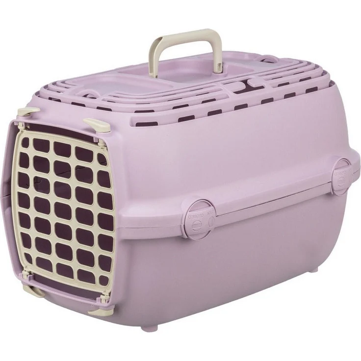 TRIXIE Transportbox Relax 1, Hunde-Transportbox in rosa mit Tragegriff und Drehverschluss, tierärztlich entwickelt