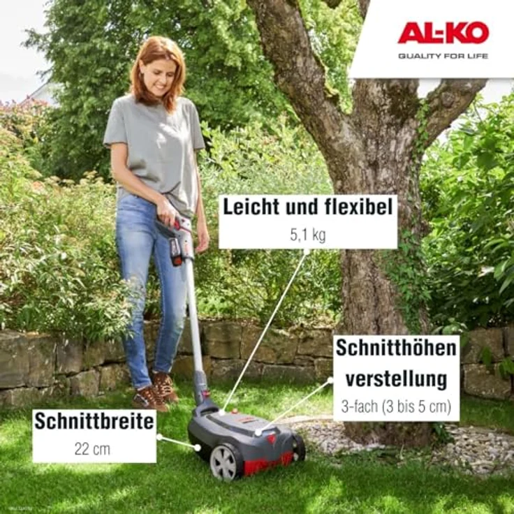 AL-KO Akkurasenmäher Akku-Mulchmäher 22.4 Li Comfort, 22 cm Schnittbreite, leicht und flexibel, mit Mulchfunktion und bürstenlosem Motor, grün – Bild 4