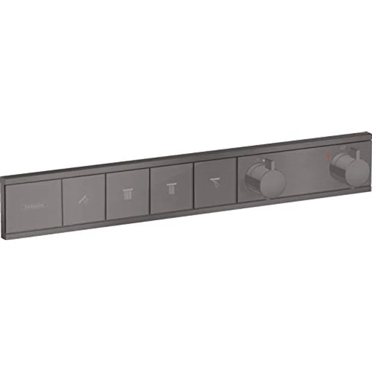 hansgrohe Unterputz Thermostat RainSelect, für 4 Funktionen, metallisch Schwarz-Chrom, Temperatur- und Wassermengenregler, SafetyStop-Funktion – Bild 1
