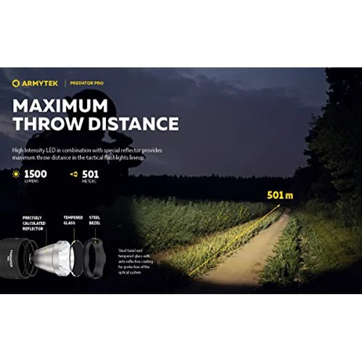 Armytek Predator Pro Kaltweiss Taktische LED Lampe USB Aufladbar – Bild 3