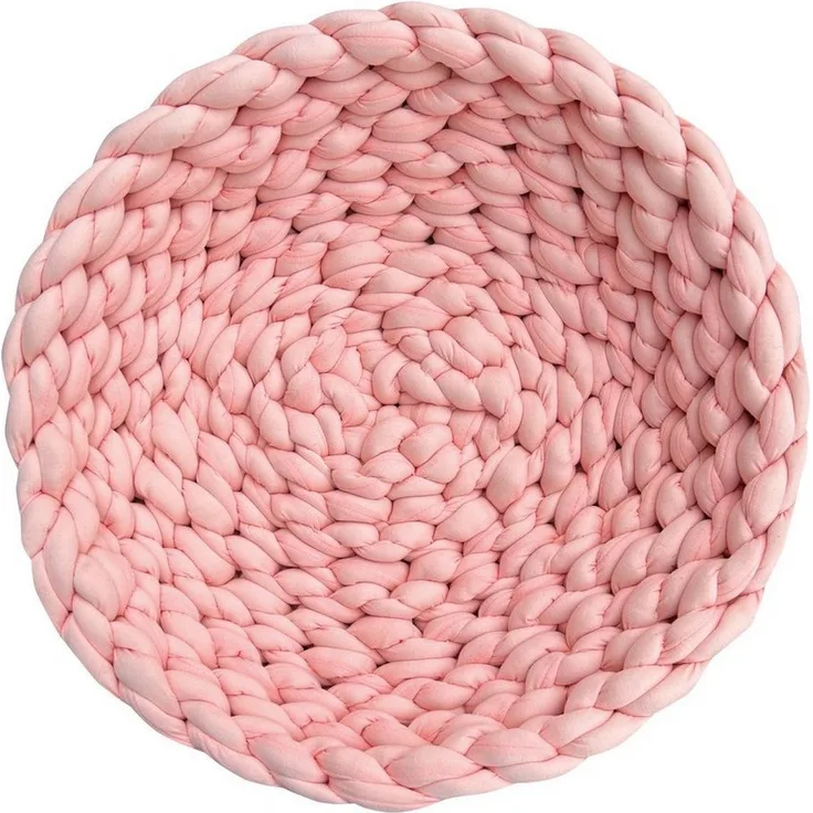 Trend Line Katzenkorb Grobstrick geflochten 50 x 50 x 15 cm rosa, handgeflochten, waschbar bei 30°C