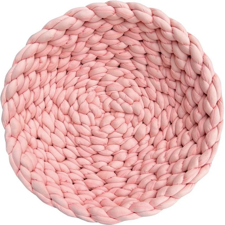 Trend Line Katzenkorb Grobstrick geflochten 50 x 50 x 15 cm rosa, handgeflochten, waschbar bei 30°C – Bild 1