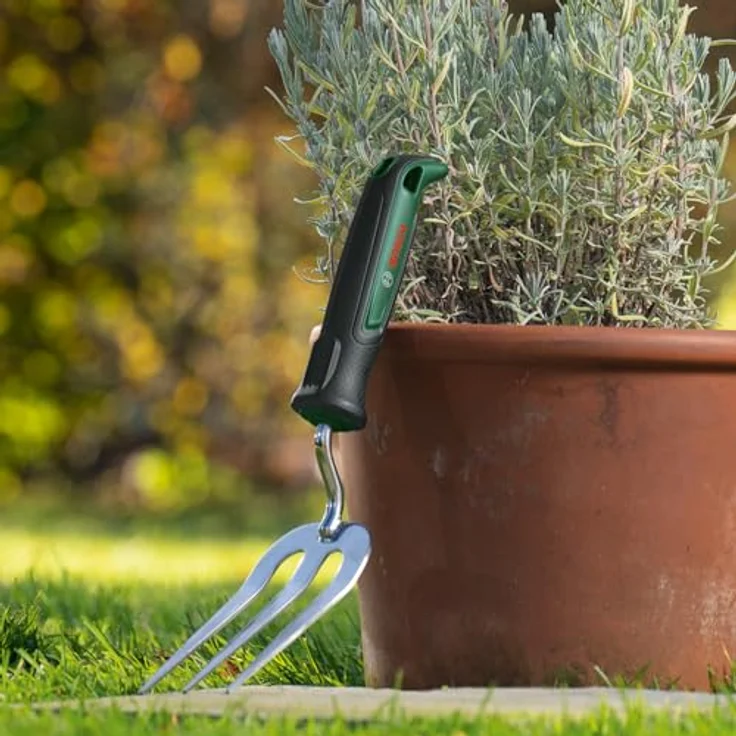 Bosch Professional Blumen-Handgabel 06008B5400, Gartenhacke mit ergonomischem Griff, breite von 8,1cm, grün – Bild 2