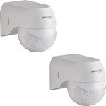 Oktaplex motion Oktaplex 2er Set Ana Bewegungsmelder Aussen schwenkbar 230 V IP44 180° Bewegungssensor 12 m Reichweite Weiss Aufputz PIR-Sensor