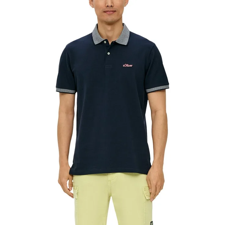 s.Oliver Poloshirt mit Markenschriftzug, taillenbedeckt und aus geschmeidigem Jerseystoff, navy