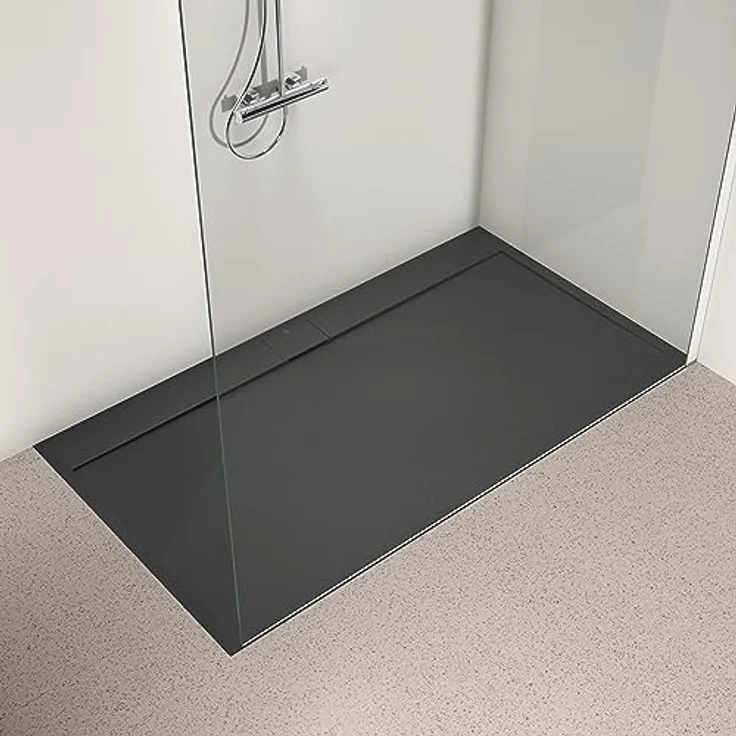Ideal Standard Ultra Flat S i.life, Rechteckige Duschwanne 180 x 100 cm aus Kunstharz, rutschfest, mattes Finish, Schwarz – Bild 4