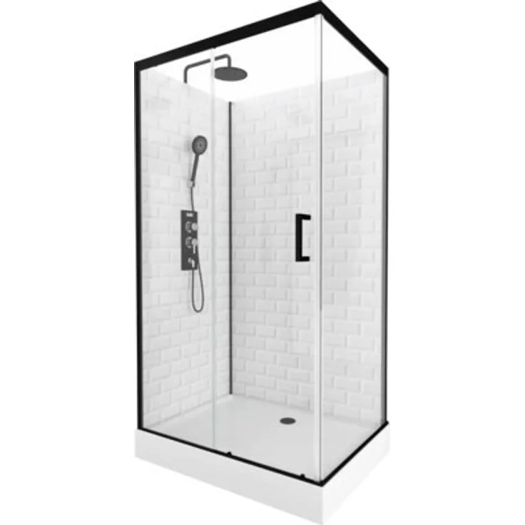 AURLANE Komplettdusche Aurlane Metro 110 x 80 x 230 cm schwarz, inkl. Regenkopfbrause, kratzbeständige Duschwanne