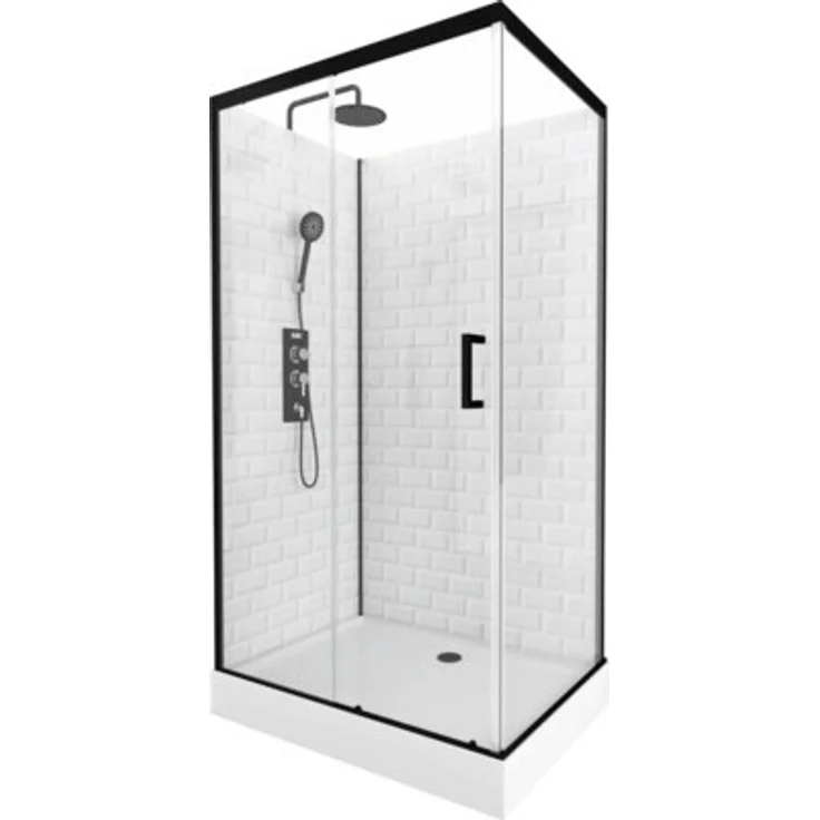 AURLANE Komplettdusche Aurlane Metro 110 x 80 x 230 cm schwarz, inkl. Regenkopfbrause, kratzbeständige Duschwanne