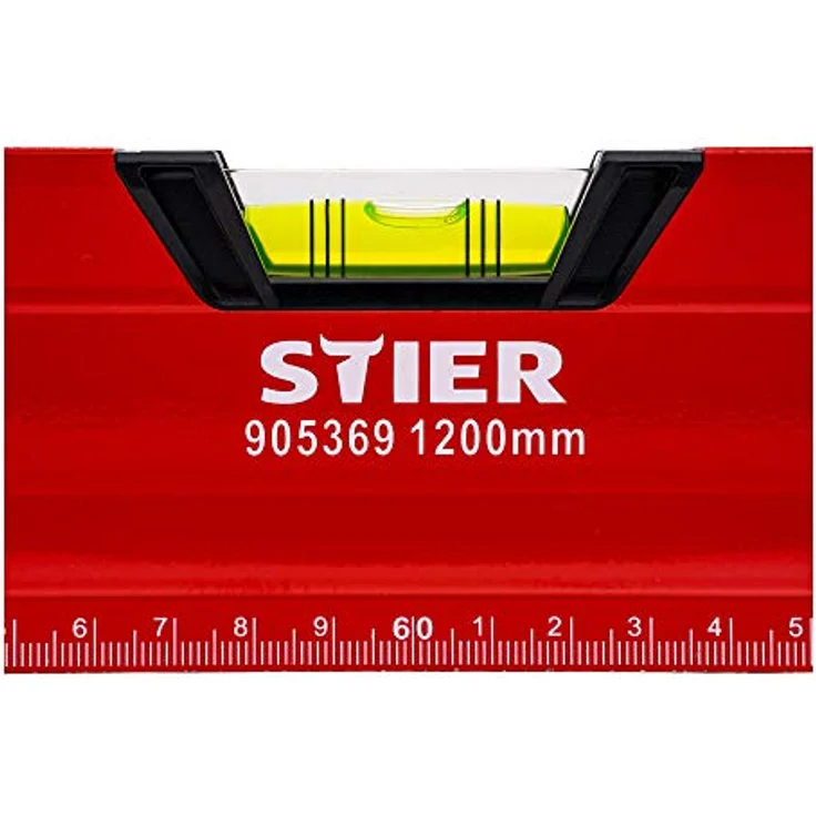 STIER Premium Wasserwaage, mit Magnet und drei Libellen, 1200 mm, 0,5 mm/m, vertikal und horizontal messen, Spiegel-Lotlibelle, präzise Messung, Aluminiumlegierung, doppelt gefräste Oberfläche – Bild 5