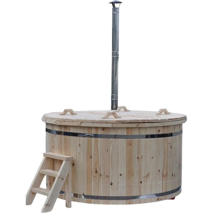 JVmoebel Whirlpool-Badewanne Sprudelbad aus Holz, braun, rund mit Massagefunktion für Entspannung, Made in Europe