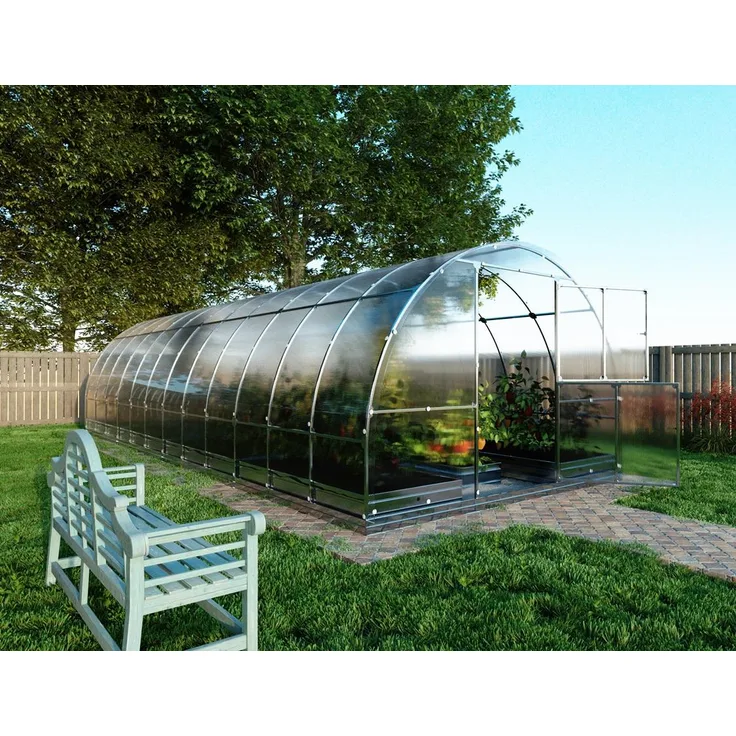 BAUMERA Gewächshaus KLASIKA TUBE 3x8m mit 6mm Polycarbonat und Fundament, geräumiges bogenförmiges Design, verzinkte Stahlprofile