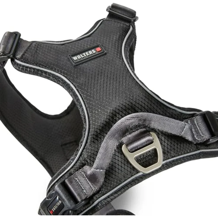 Wolters Active Pro Comfort Hundegeschirr Gr.4 55-65 cm, schwarz/anthrazit, mit reflektierenden Nähten, atmungsaktivem Mesh-Gewebe und gepolsterter Brustplatte für Hunde mit breiter Brust – Bild 2