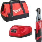 Milwaukee M12FIR38 M12FIR38-201B Akku-Ratschenschrauber (1x Akku 2,0 Ah + Ladegerät + Werkzeugtasche)