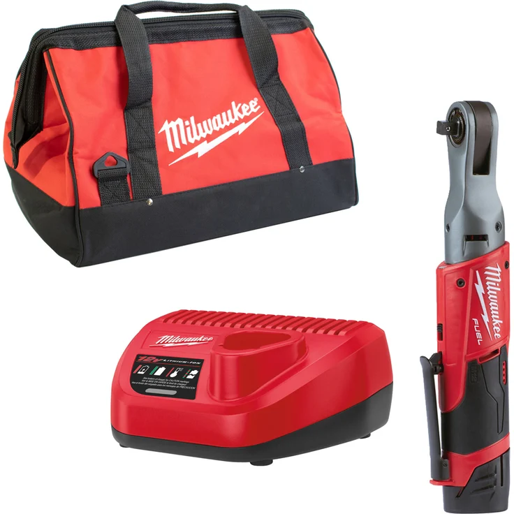 Milwaukee M12FIR38 M12FIR38-201B Akku-Ratschenschrauber (1x Akku 2,0 Ah + Ladegerät + Werkzeugtasche) – Bild 1