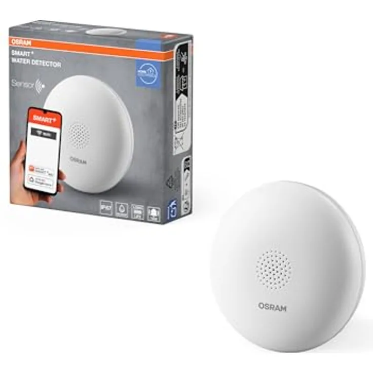 OSRAM SMART+ WiFi Wassermelder, IP20, weiß, Alarmfunktion, 2 Jahre Batterielebensdauer, Google Home kompatibel