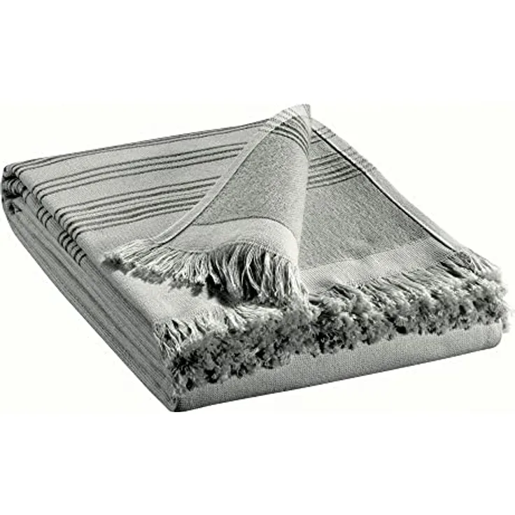 Vivaraise Hammam-Tuch Cancun, Hellgrau, 100% Baumwolle, Frottee und Voile, 90x180 cm, Freizeit- und Wellnesszentrum