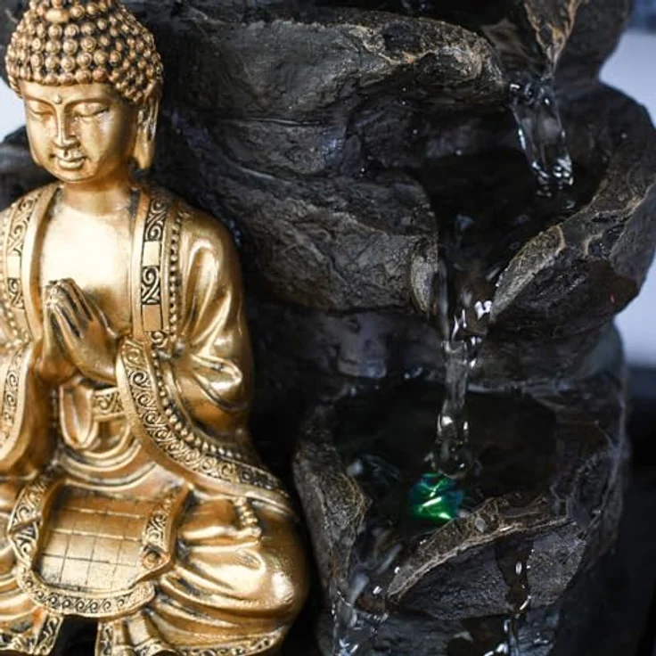 Zen'Light Shira Zimmerbrunnen mit Pumpe und LED-Beleuchtung, Kunstharz, Einheitsgröße – Bild 12
