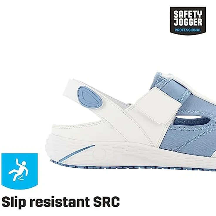 Safety Jogger ALIZA, Sandale für Gastronomie und Gesundheitswesen, ESD-Schutz, dehnbares Lycra, Größe 40, Weiß/blau – Bild 4