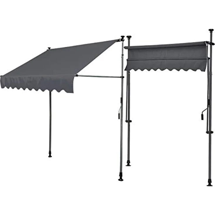 QUICK STAR Klemmmarkise 300 x130cm Grau Balkonmarkise Sonnenschutz Terrassenüberdachung Höhenverstellbar von 200-290cm Markise Balkon ohne Bohren – Bild 5