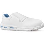 U-Power Blanco S2 SRC Red Lion, Niedriger Arbeitsschuh mit Airtoe-Zehenschutz, Wasserabweisend, Weiß, Größe 46 EU