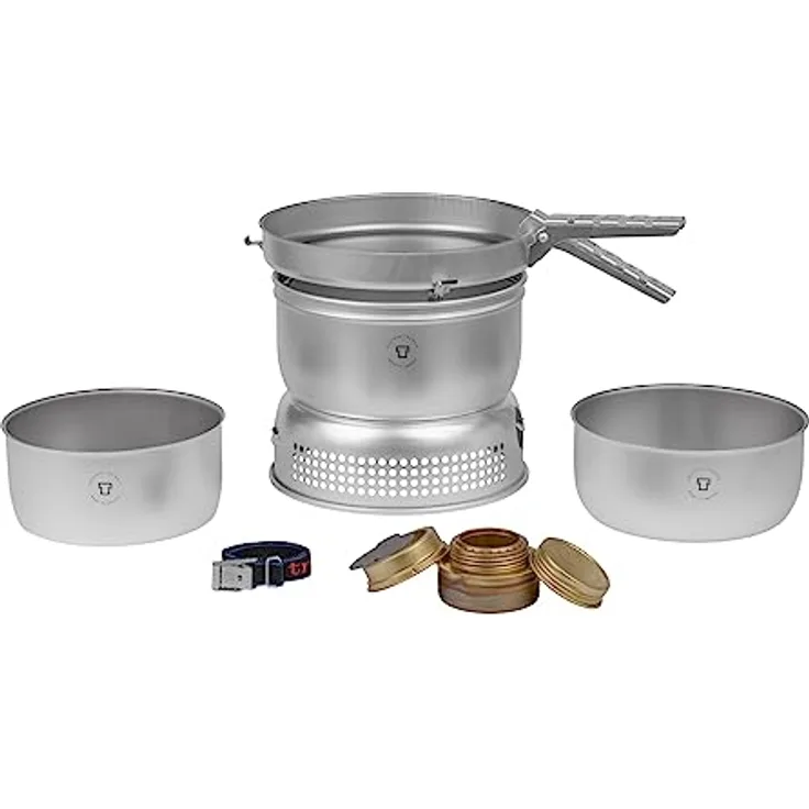 Trangia 25, Campingkocher für 3-4 Personen mit 2 Aluminiumtöpfen, Antihaft-Bratpfanne und Spiritusbrenner, ultraleicht
