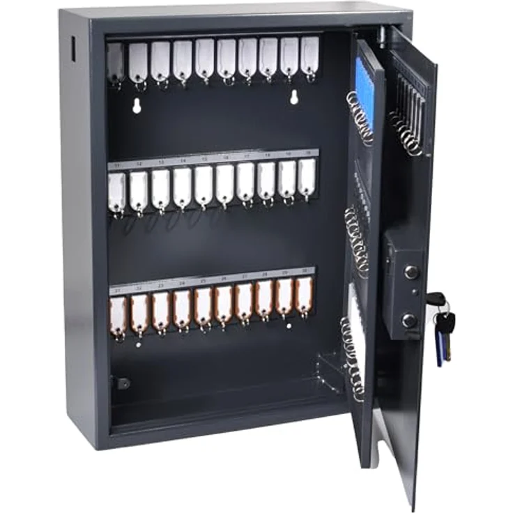 Pavo High Security Magnettag Schlüsseltresor grau, 100 Haken, Elektronikschloss, 48,0 x 15,0 x 60,0 cm – Bild 4