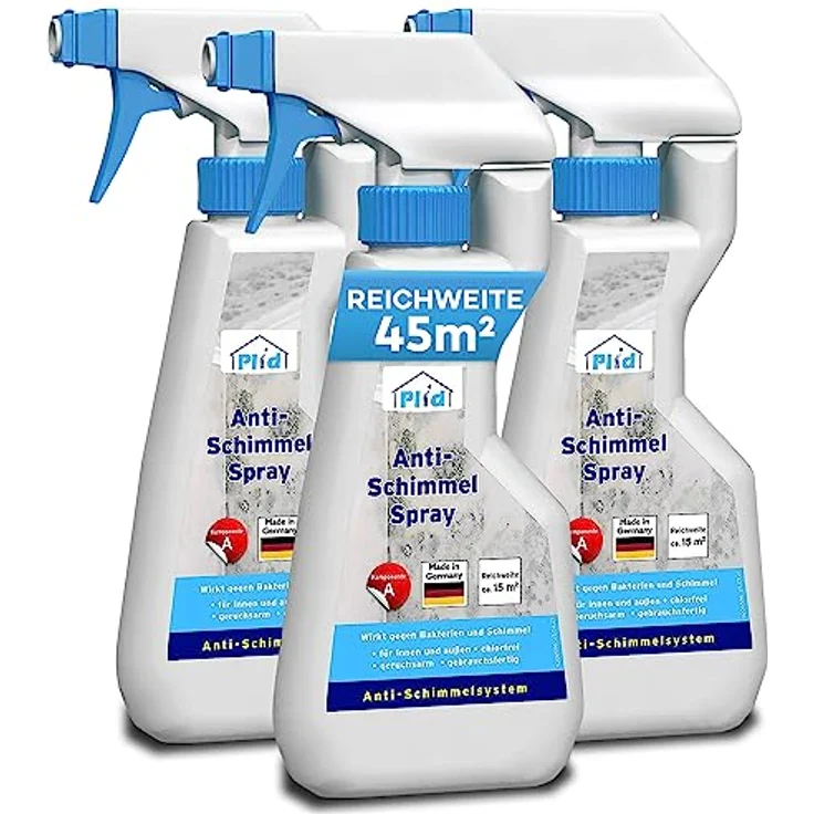 PLID® Schimmelentferner Wand Innen & Aussen chlorfrei [1,5L] - Anti Schimmel-Spray - Textil Schimmelentferner Polster Auto Stoff - Mould Cleaner Fenster - Schimmelentferner Fliesenfugen Silikonfugen – Bild 1