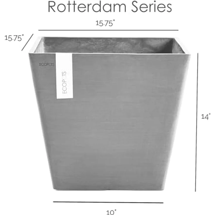 Ashortwalk ECOPOTS Pflanztopf Rotterdam aus recyceltem Kunststoff (Breite 40cm x Länge 40cm x Höhe 35cm) (grau) – Bild 4