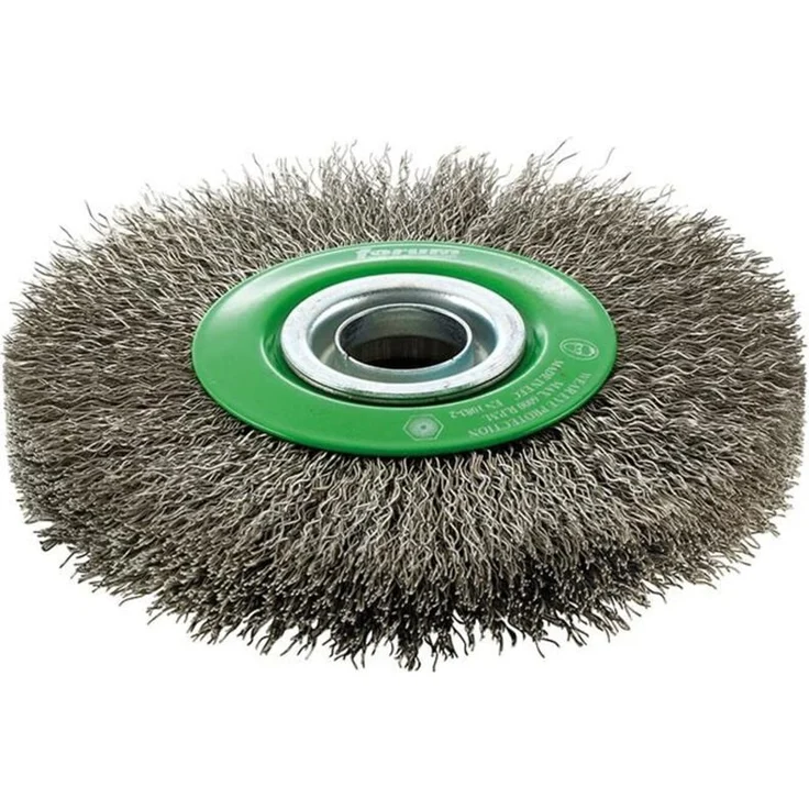 Forum Rundbürste Rostfrei 150 x 30 mm, gewellt, mit Reduzierstücken und max. Drehzahl 6000 min-1, grün