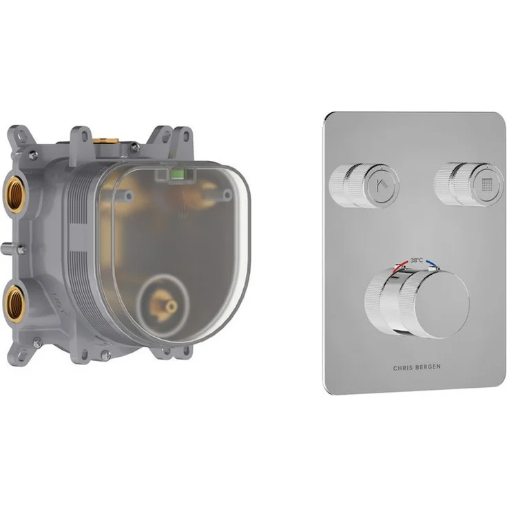 CHRIS BERGEN Aquatronic Unterputz Duschthermostat für zwei Verbraucher, Chrom und Schwarz matt