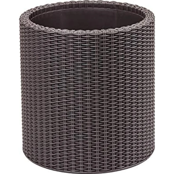 Keter Curver Garten Pflanzentopf, mittelgroß mit rundem Boden, schokoladenbraun, elegantes Rattan-Finish, Drainagelöcher für optimale Bewässerung – Bild 2