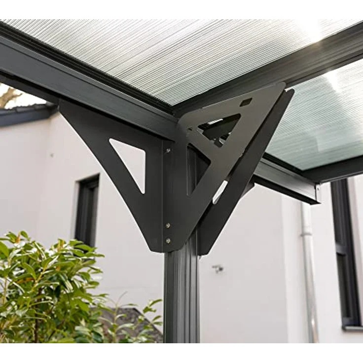 WESTMANN Carport Helsinki 15m² | 503x305x232 cm Grau | Flachdach Überdachung aus Aluminium | Motorrad- & Autounterstand inklusive Regenrinne – Bild 5