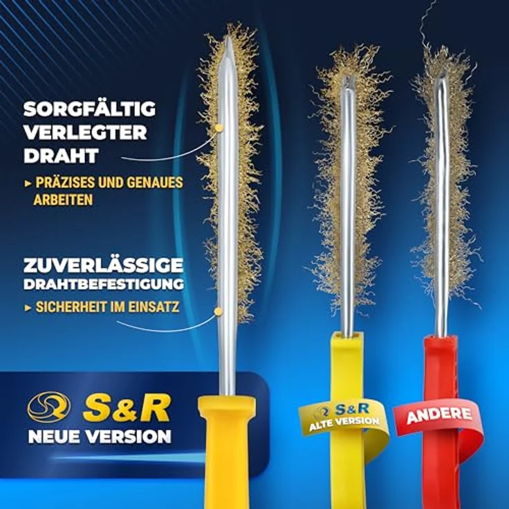 S&R 3-teiliges Hand-Drahtbürsten-Set, Edelstahl-, Messing- und Stahlbürsten für Metall, Holz und Rostentfernung – Ergonomische Handbürsten für Werkstatt & DIY-Projekte – Bild 3