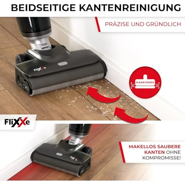 Flixxe X3 Premium 2-in-1 Nass-Trockensauger – Kabellos, 200W Leistung, 40 Min Laufzeit, LED-Display, Selbstreinigung, X-Sense Technologie, Hygienische Reinigung, Beidseitige Kantenreinigung (grau) – Bild 5