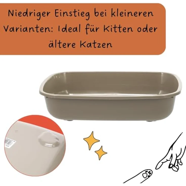 GarPet Katzentoilette in 5 Größen ohne Deckel grau eckig hygienisch M (43x33x9) – Bild 4