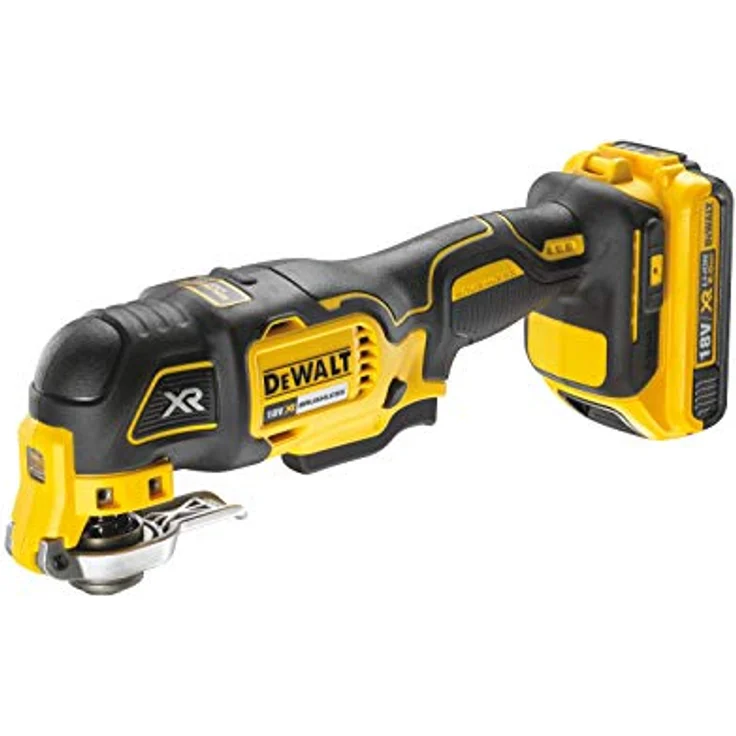 DeWalt Multi-Tool- Multifunktionswerkzeug 18 Volt, 2,0 Ah Akku, bürstenlos, LED-Arbeitslampe, Airlock-System, inkl. 35-teiliges Zubehör-Set, 2 Akkus, Schnell-Ladegerät und TSTAK Box II DCS355D2 – Bild 3