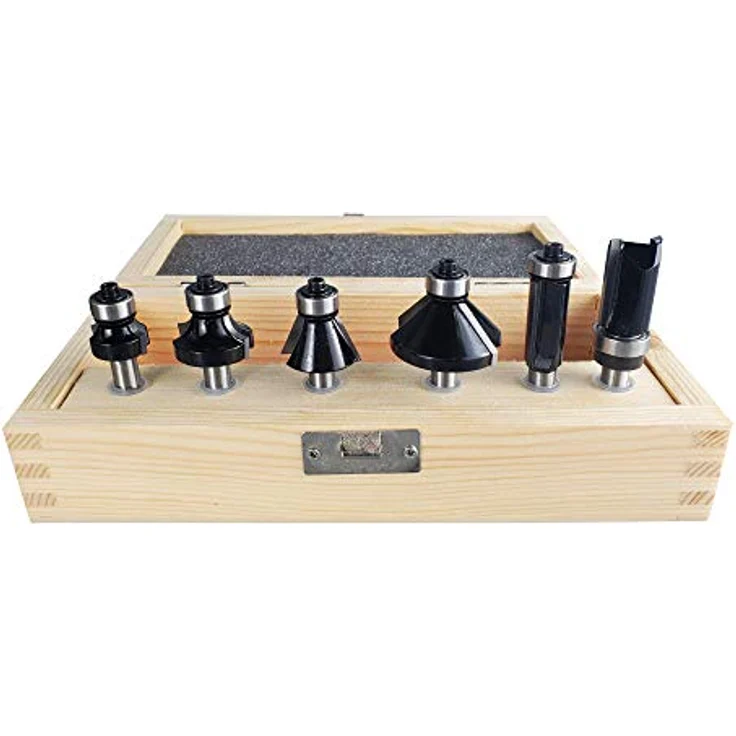 STIER Rand- und Kantenfräser Set, 6-teilig, 8 mm Schaft, Oberfräsen Fräser Set, Fräser für Oberfräse – Bild 1