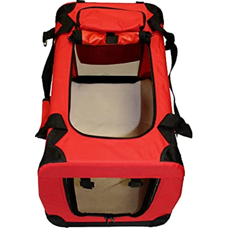 walexo Faltbare Hundebox Hundetransportbox Katzentransportbox Katzenbox (ROT, S) - Robustes Stahlrohr & Oxford Gewebe, 3 Türen, Platzsparend & Pflegeleicht – Bild 5