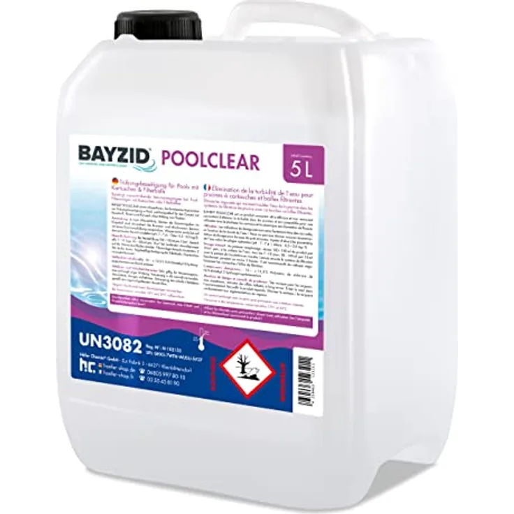 4 x 5 Liter BAYZID Poolclear - Trübungsbeseitigung für Pool-Filter mit Kartuschen & Filterballs