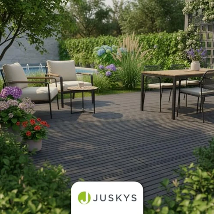 Juskys WPC Terrassendielen, 20 m², witterungsbeständig, raue Oberfläche, hohe Belastbarkeit bis 330 kg/m², Anthrazit – Bild 7