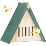 Relaxdays Schmetterlingshaus, Holz, Schmetterlingshotel Garten, zum Aufhängen, Insektenhotel Schmetterlinge, Natur/grün
